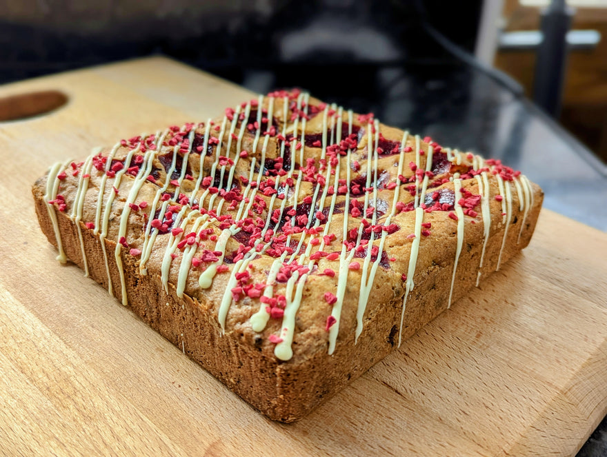 Raspberry white chocolate blondie